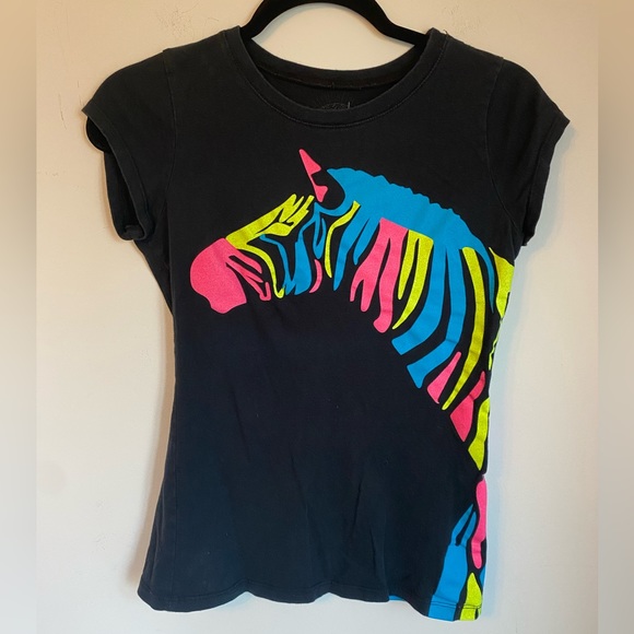 Smoke and Mirrors Tops - Neon Zebra T-Shirt